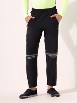 LYCOT - Men Zip Pockets and Elastic Gym Black Trackpant