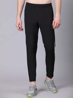 Dpassion - Men Black Polyester Sports Lightweight Gym and Running Trackpant