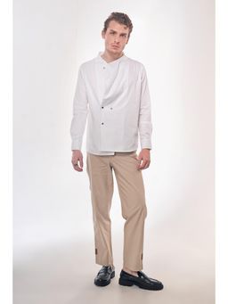 Label Aparna Rawat - Men Poplin Solid Asymmetrical Neck Regular Fit Co-Ord Set