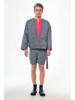 Label Aparna Rawat - Men Poplin Solid V-Neck Regular Fit Co-Ord Set