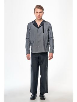 Label Aparna Rawat - Men Poplin Solid Notched Lapel Relaxed Fit Co-Ord Set