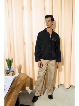 Label Aparna Rawat - Men Linen Solid Collar Neck Regular Fit Co-Ord Set