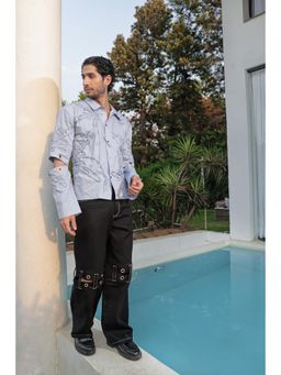 Label Aparna Rawat - Men Poplin Embroidered Collar Neck Regular Fit Co-Ord Set