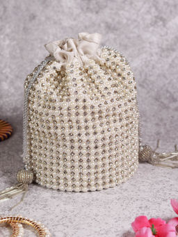 THE TAN CLAN - Chhaya White Potli Bag with Handle