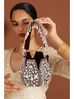 THE TAN CLAN - Jhalak Maroon Potli Bag with Handle