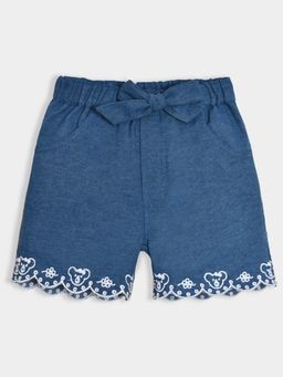 Mi Arcus - Embroidered Denim Blue Shorts