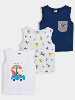 Mi Arcus - Multicolour Cotton Sleeveless T-Shirt (Pack of 3)