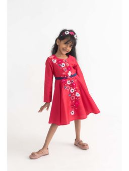 A Little Fable - Mulberry Full Sleeves Dress Red