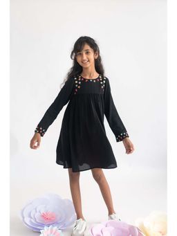 A Little Fable - Mini Ebony Fleur Dress Black