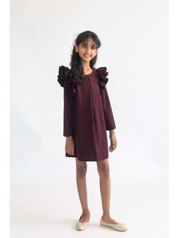 A Little Fable - Prune Ruffle Wildflower Dress Wine