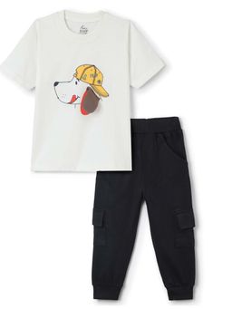 FUNKRAFTS - Boys Cotton Half Sleeves Puppy Printed T-Shirt & Jogger (Set of 2)