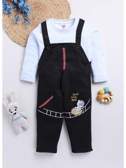 Toonyport - Printed Full Sleeves Dungaree With T-Shirt Blue (Set of 2)