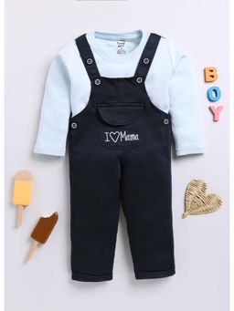 Toonyport - Printed Full Sleeves Dungaree With T-Shirt Blue (Set of 2)