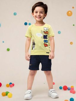 Toonyport - Boys Printed T-Shirt With Shorts Yellow (Set of 2)