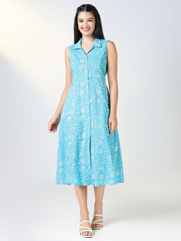 SHOWOFF - Women Blue Floral A-Line Dress