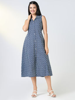 SHOWOFF - Women Blue Striped A-Line Dress