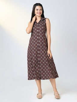 SHOWOFF - Women Maroon Floral A-Line Dress