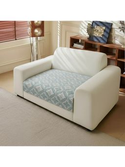 House of Quirk - Three Seater Blue Chenille Jacquard Sofa Slipcover Soft Furniture Protector