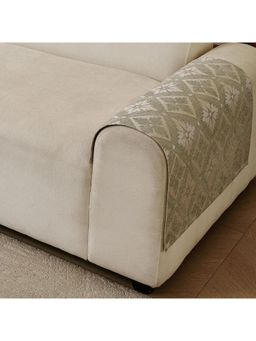 House of Quirk - Green Chenille Jacquard Sofa Slipcover Soft Furniture Protector 2 Amrest