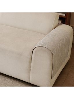 House of Quirk - Grey Chenille Jacquard Sofa Slipcover Soft Furniture Protector 2 Amrest