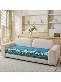 House of Quirk - Three Seater Blue Chenille Jacquard Sofa Slipcover Soft Furniture Protector