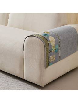 House of Quirk - Grey Chenille Jacquard Sofa Slipcover Soft Furniture Protector 2 Amrest