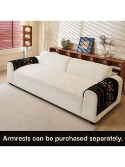 House of Quirk - Black Chenille Jacquard Sofa Slipcover Soft Furniture Protector 2 Amrest