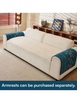 House of Quirk - Blue Chenille Jacquard Sofa Slipcover Soft Furniture Protector 2 Amrest