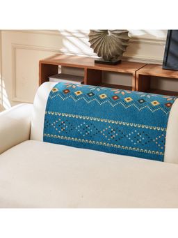 House of Quirk - One Seater Blue Chenille Jacquard Sofa Slipcover Soft Furniture Protector