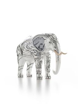 Shaze - Silver Chrome Elephant Figurine with Gold Tusks