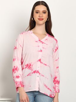 Maaesa - Women Pink Rayon Tie and Dye Regular Fit Shirt