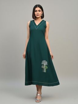 Varanga - Green Modern and Breezy A-Line Dress