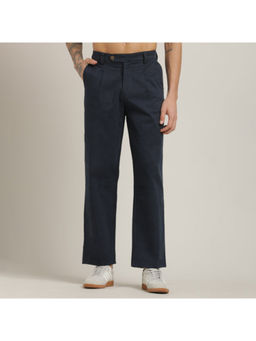 Saltpetre - Aruku Pleated Chino Relaxed Fit Cotton Navy Blue Pant