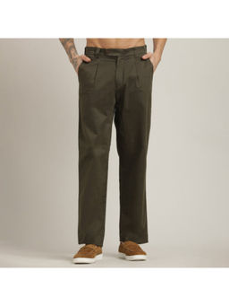 Saltpetre - Aruku Pleated Chino Relaxed Fit Cotton Army Green Pant