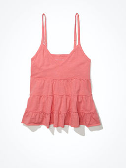 American Eagle - Women Pink Tiered Babydoll Cami