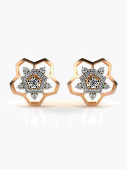 Valanova - Hallmarked 9K Rose Gold and Certified Lab Grown Diamond 0.58cts Stud Earrings