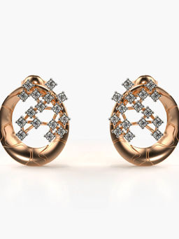 Valanova - Hallmarked 9K Rose Gold and Certified Lab Grown Diamond 0.61cts Stud Earrings