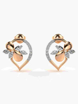 Valanova - Hallmarked 9K Rose Gold and Certified Lab Grown Diamond 0.34cts Stud Earrings