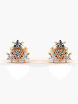 Valanova - Hallmarked 9K Rose Gold and Certified Lab Grown Diamond 0.16cts Stud Earrings
