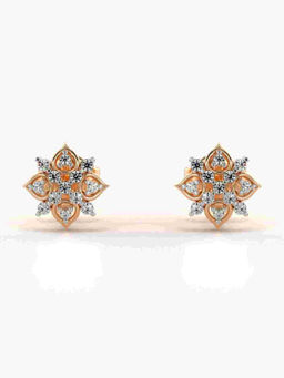 Valanova - Hallmarked 9K Rose Gold and Certified Lab Grown Diamond 0.16cts Stud Earrings