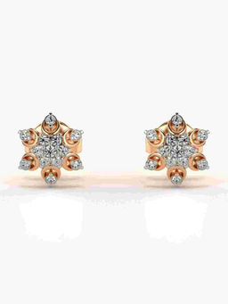 Valanova - Hallmarked 9K Rose Gold and Certified Lab Grown Diamond 0.15cts Stud Earrings