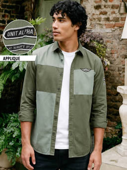 Bewakoof - Men's Olive Colorblock Shirt