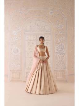 Shyam Narayan Prasad - Lurex Patch Brocade Pink Blouse with Lehenga and Dupatta