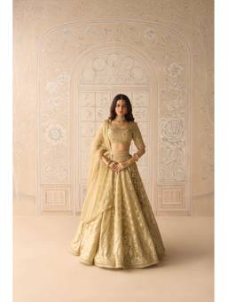 Shyam Narayan Prasad - Zardozi Embroidered Organza Brocade Bustier with Lehenga & Dupatta