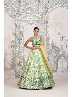 Shyam Narayan Prasad - Gota Embroidered Pink Blouse with Lehenga, Dupatta and Belt