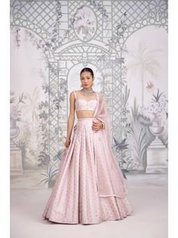 Shyam Narayan Prasad - Zardozi Embroidered Lavender Blouse with Lehenga, Dupatta and Belt