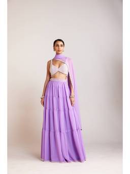 Vvani by Vani Vats - Lavender Blouse with Sharara and Dupatta
