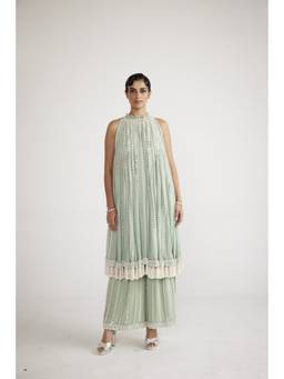 Vvani by Vani Vats - Powder Mint Green Chandelier Drop Kurta with Pant