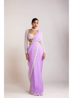 Vvani by Vani Vats - Lavender Pre-Draped Saree