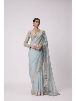 Vvani by Vani Vats - Powder Blue Organza Saree